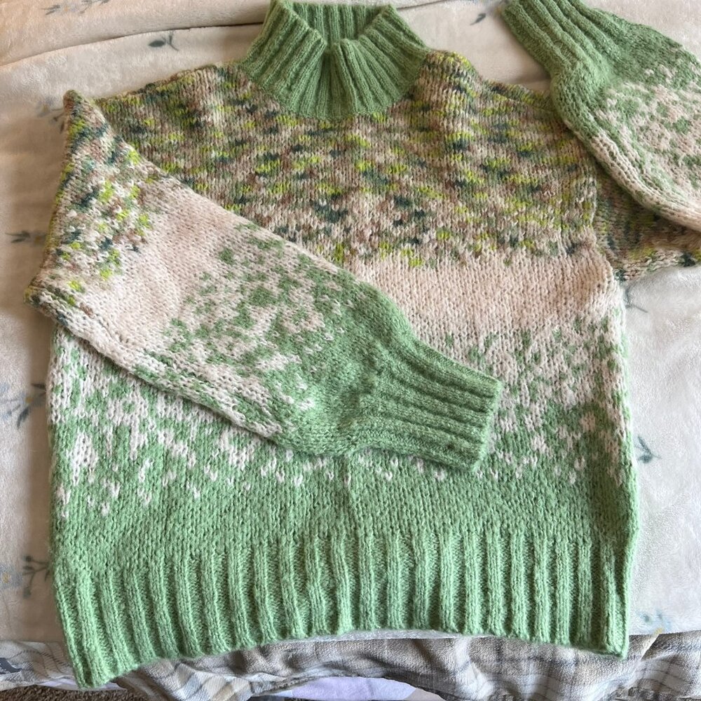 Aerie Fair Isle Wool Blend Mockneck Sweater Medium